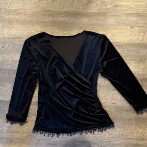 Elegant Black Velvet Women's Top